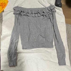 Gray off the shoulder tight sweater